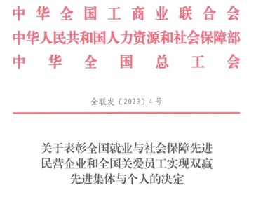 喜訊！威勝集團榮獲“全國就業(yè)與社會保障先進民營企業(yè)”稱號！