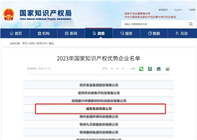 喜訊|威勝集團(tuán)榮評(píng)“國(guó)家知識(shí)產(chǎn)權(quán)優(yōu)勢(shì)企業(yè)”稱號(hào)